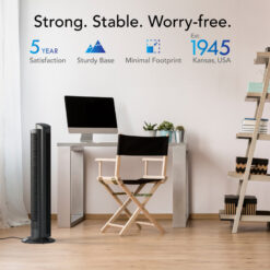 Vornado OZI42 42 in. 5-Speed Tower Fan in Black with Remote Control, Oscillation, and Timer