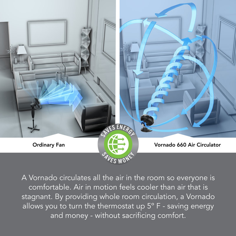 Vornado 660 Whole Room Air Circulator Fan, Black