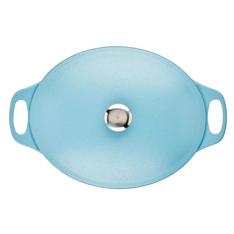 Rachael Ray NITRO Cast Iron Dutch Oven / Casserole Pan, Induction-suitable, 6.5 Quart, Agave Blue