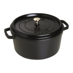 La Cocotte Cast Iron Round Cocotte, 7 quarts, Black