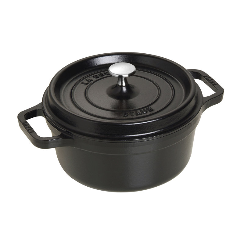La Cocotte Cast Iron Round Cocotte, 7 quarts, Black