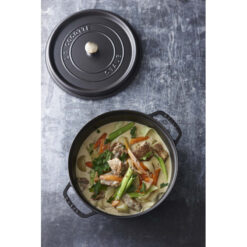 La Cocotte Cast Iron Round Cocotte, 7 quarts, Black