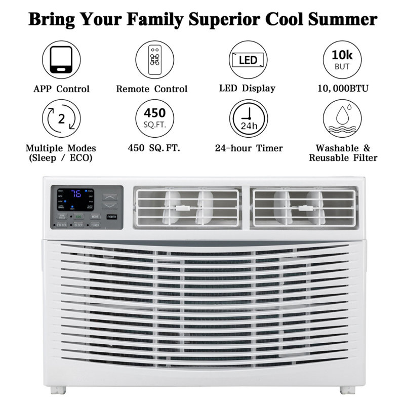 Winado 10000 BTU Wi-Fi Connected Window Air Conditioner for 350 Square Feet with Remote Included