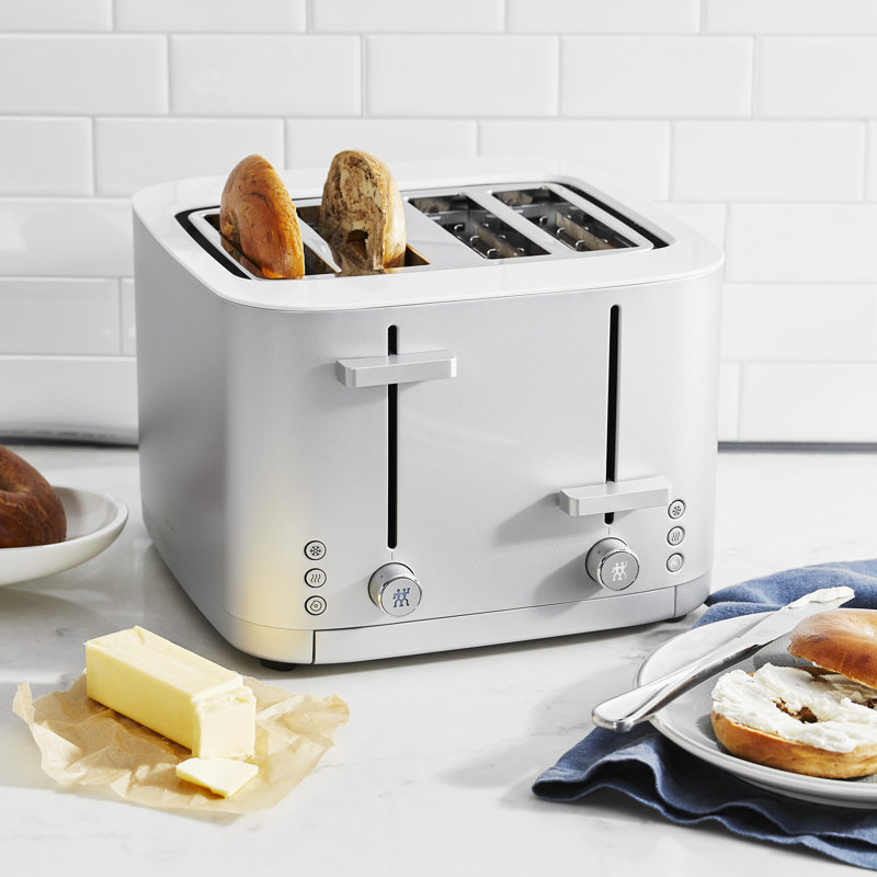 ZWILLING Enfinigy 4-Slice Toaster, Extra Wide 1.5" Slots for Bagels and Toast, Gray