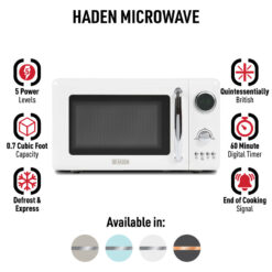 HADEN .7 Cubic Foot Countertop Microwave, Ivory