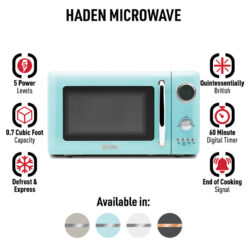 HADEN .7 Cubic Foot Countertop Microwave, Turquoise