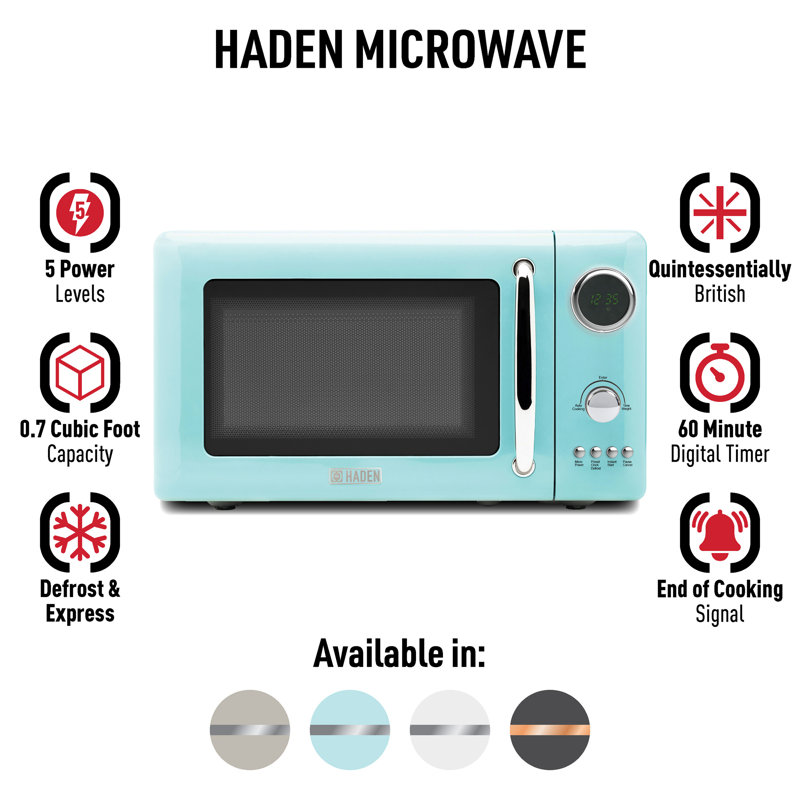 HADEN .7 Cubic Foot Countertop Microwave, Turquoise