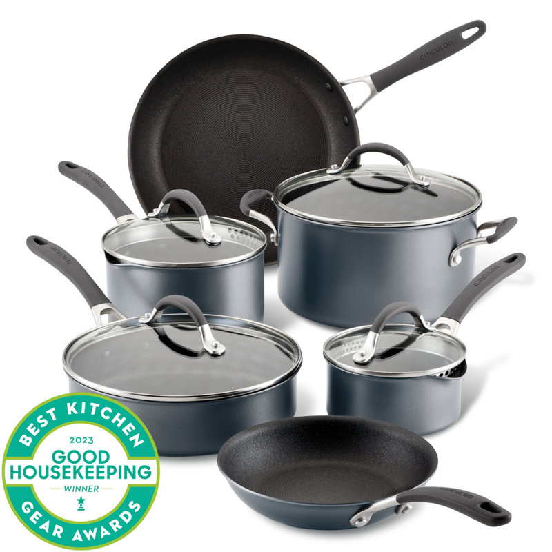 Circulon ScratchDefense with ScratchDefense Nonstick Induction Pots and Pans Cookware Set, 10 Piece, Graphite