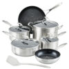 Circulon Stainless Steel Induction Cookware Set with SteelShield Hybrid Stainless and Nonstick Technology, 11 piece