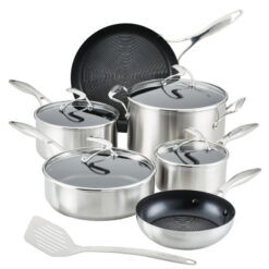 Circulon Stainless Steel Induction Cookware Set with SteelShield Hybrid Stainless and Nonstick Technology, 11 piece