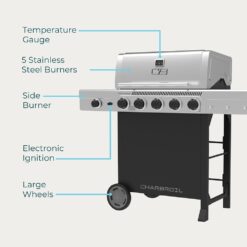 Charbroil Performance Series Black and Silver 5 -Burner Liquid Propane Gas Grill 1 -Side Burner