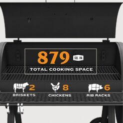 Oklahoma Joe's Highland 879-Sq. in Black Horizontal Charcoal Smoker
