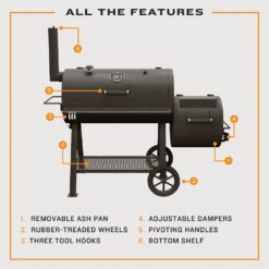 Oklahoma Joe's Highland 879-Sq. in Black Horizontal Charcoal Smoker