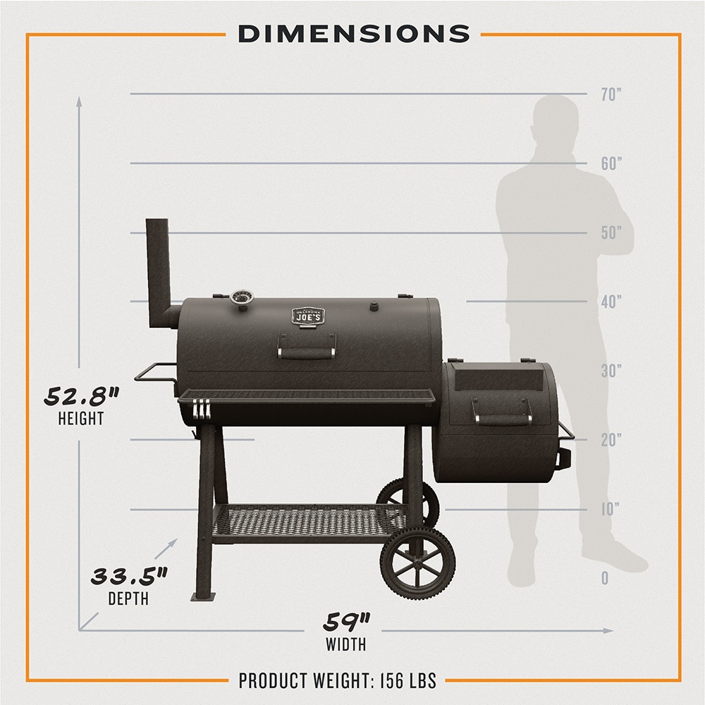 Oklahoma Joe's Highland 879-Sq. in Black Horizontal Charcoal Smoker