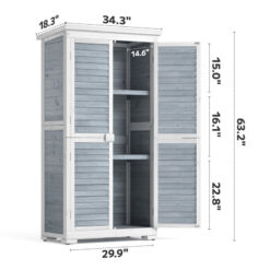 Aiho 63-Inch High Solid Wood Vertical Storage Shed, Gray