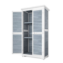 Aiho 63-Inch High Solid Wood Vertical Storage Shed, Gray