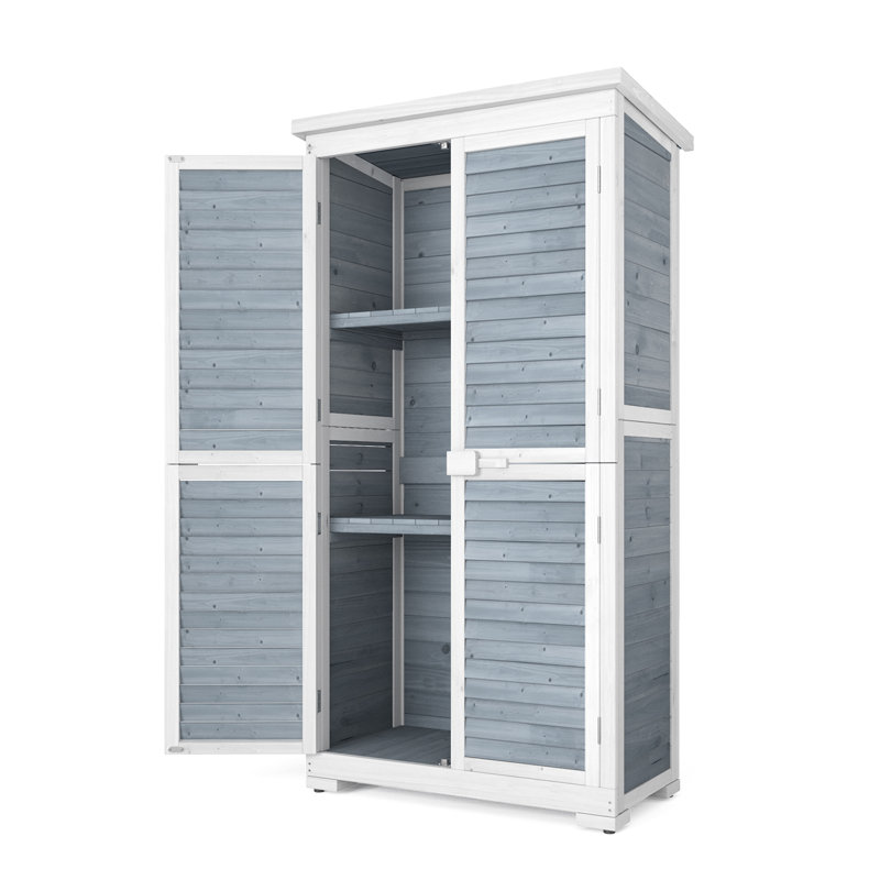 Aiho 63-Inch High Solid Wood Vertical Storage Shed, Gray