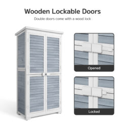 Aiho 63-Inch High Solid Wood Vertical Storage Shed, Gray
