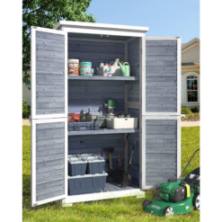 Aiho 63-Inch High Solid Wood Vertical Storage Shed, Gray