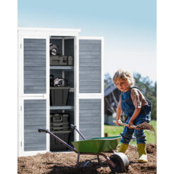 Aiho 63-Inch High Solid Wood Vertical Storage Shed, Gray