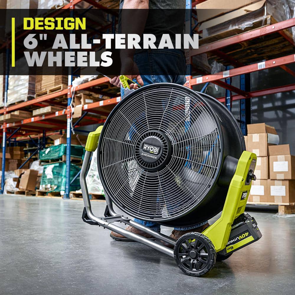 RYOBI 40V HP Brushless Cordless Hybrid WHISPER SERIES 20 in. Air Cannon Fan (Tool Only) RY40HF01B
