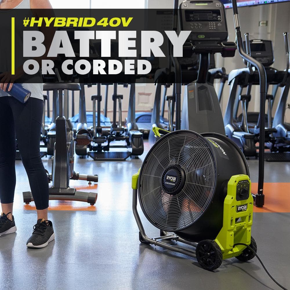 RYOBI 40V HP Brushless Cordless Hybrid WHISPER SERIES 20 in. Air Cannon Fan (Tool Only) RY40HF01B