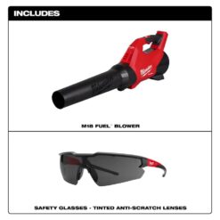 Milwaukee M18 FUEL 120 MPH 500 CFM 18V Brushless Cordless Battery Powered Leaf Blower with Tinted Safety Glasses 3017-20-48-73-2015