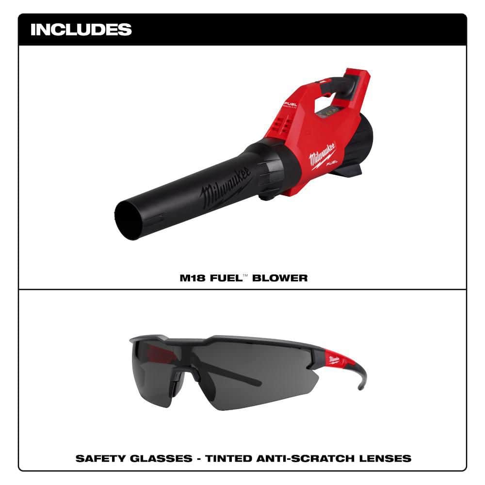 Milwaukee M18 FUEL 120 MPH 500 CFM 18V Brushless Cordless Battery Powered Leaf Blower with Tinted Safety Glasses 3017-20-48-73-2015