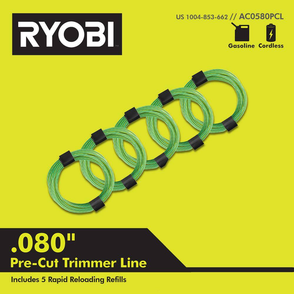 RYOBI 40V 15 in. Expand-It Cordless Battery Attachment Capable String Trimmer &. 080 Pre-Cut Line w/ 4.0 Ah Battery & Charger RY40ST01K-AC0580PCL