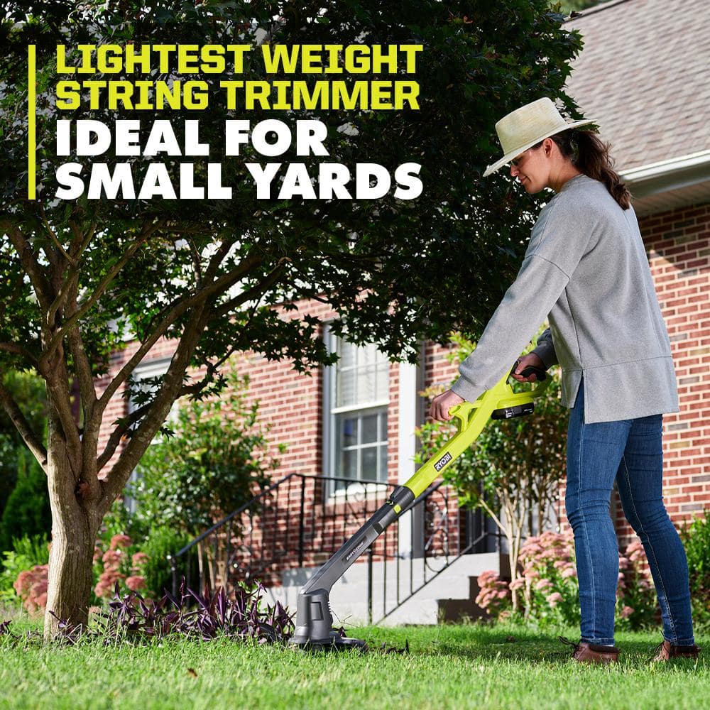 RYOBI ONE+ 18V 10 in. Cordless Battery String Trimmer/Edger 2.0 Ah Battery and Charger kit with ONE+ 0.065 Spool (3-Pack) PCLST01K-AC14RL3A