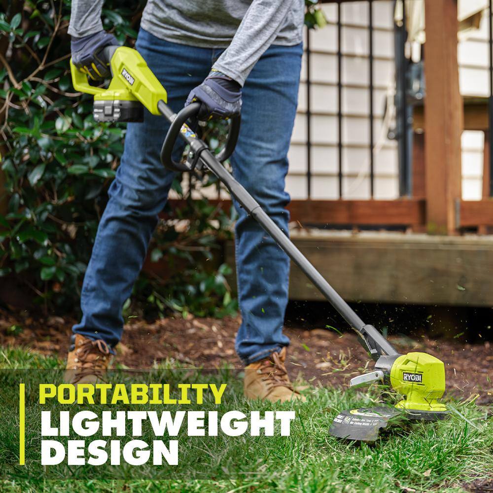 RYOBI ONE+ 18V 13 in. Cordless Battery String Trimmer/ Edger with Extra 3-Pack of Spools, 4.0 Ah Battery and Charger P20180-AC80RL3
