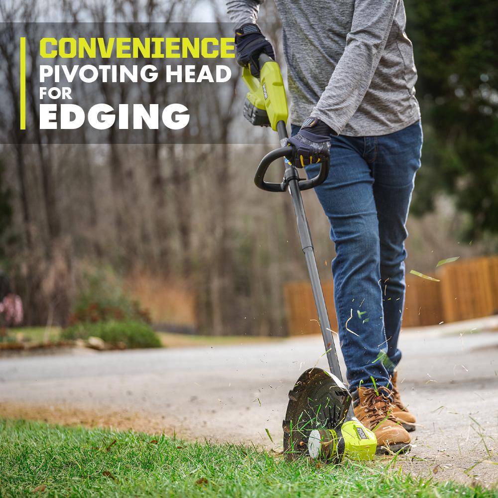 RYOBI ONE+ 18V 13 in. Cordless Battery String Trimmer/ Edger with Extra 3-Pack of Spools, 4.0 Ah Battery and Charger P20180-AC80RL3