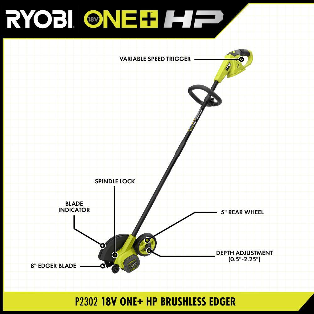 RYOBI ONE+ HP 18V Brushless Edger (Tool Only) P2302BTL