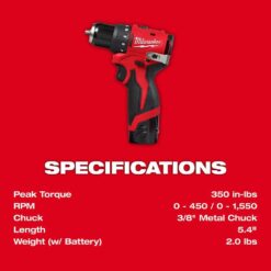 Milwaukee M12 12-Volt Lithium-Ion Brushless Cordless Subcompact Brushless Drill Driver Kit 3401-22