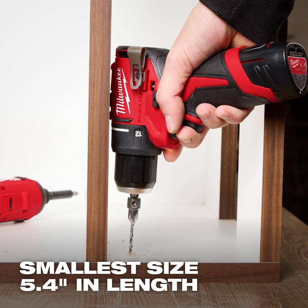 Milwaukee M12 12-Volt Lithium-Ion Brushless Cordless Subcompact Brushless Drill Driver Kit 3401-22