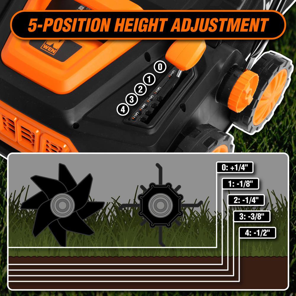 WEN 15 in. 13 Amp 2-in-1 Electric Dethatcher and Scarifier with Collection Bag DT1315