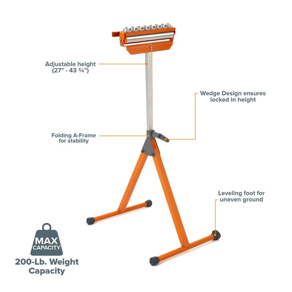 BORA 27 in. to 43-3/4 in. Tri-Function Pedestal Roller Stand (2-Pack) PM-5093T