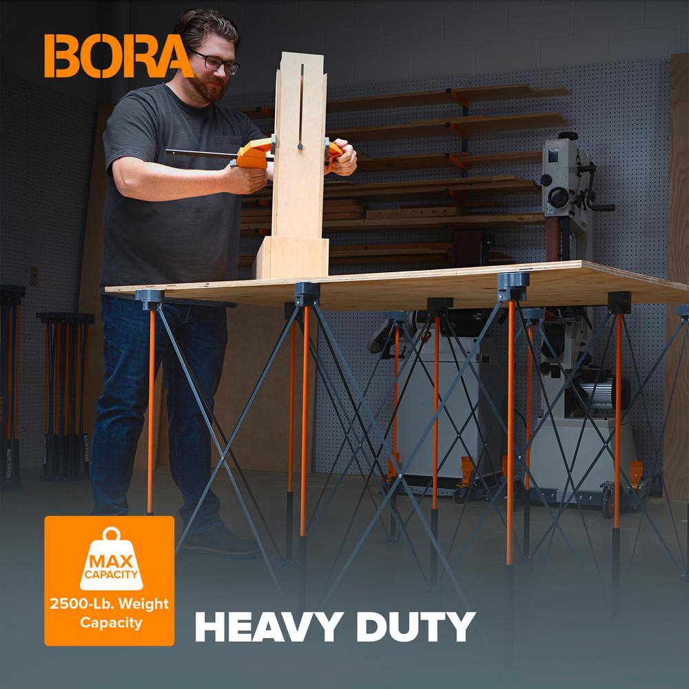 BORA 24 in. x 48 in. x 36 in. H Tall Steel Centipede Work Support Sawhorse CT6