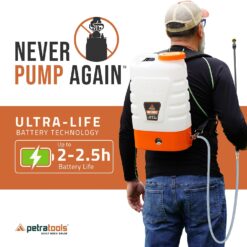PetraTools 3 Gallon Battery Powered Backpack Sprayer in Lawn and Garden - HD3000 - Electric Sprayer w/ 6 Spray Nozzles & 80PSI (3 Gallon)