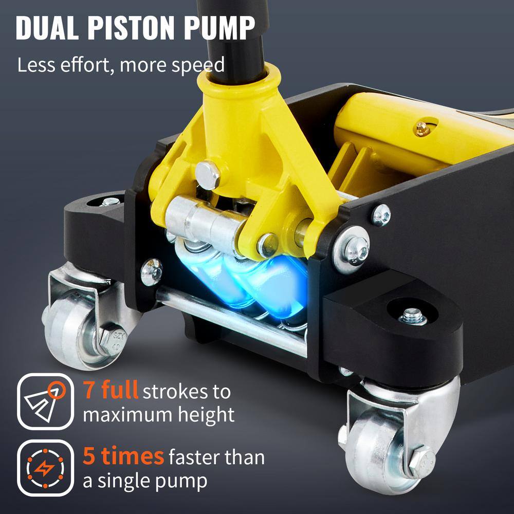 SKYSHALO Floor Jack, 2.5 Ton Low Profile Floor Jack, Aluminum and Steel Racing Floor Jack with Dual Pistons Quick Lift Pump