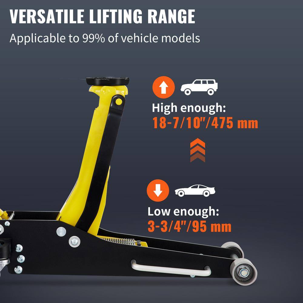 SKYSHALO Floor Jack, 2.5 Ton Low Profile Floor Jack, Aluminum and Steel Racing Floor Jack with Dual Pistons Quick Lift Pump