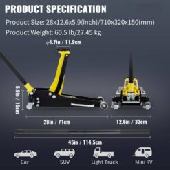 SKYSHALO Floor Jack, 2.5 Ton Low Profile Floor Jack, Aluminum and Steel Racing Floor Jack with Dual Pistons Quick Lift Pump