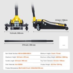 SKYSHALO Low Profile Floor Jack 2 Ton, 4400 lbs. Heavy Duty Iron Hydraulic Racing Floor Jack, Hydraulic Car Jack