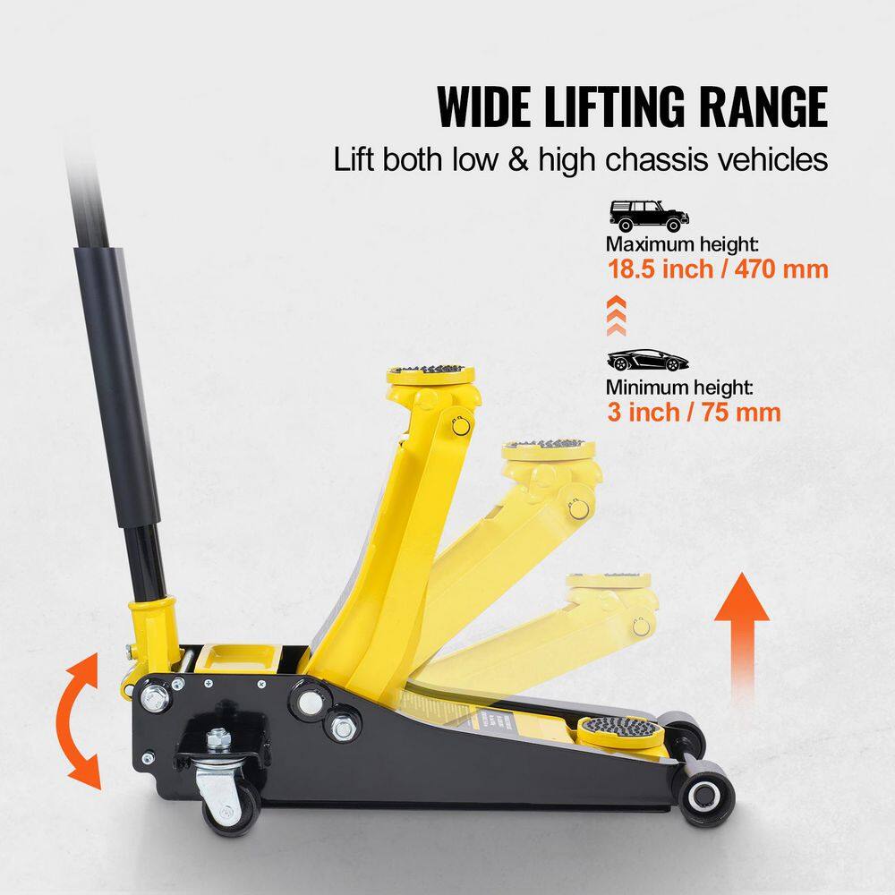 SKYSHALO Low Profile Floor Jack 2 T Heavy Duty Iron Hydraulic Racing Floor Jack, Hydraulic Car Jack, Dual Piston Quick Lift Pump