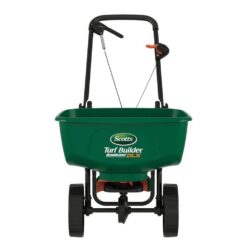 Scotts Turf Builder EdgeGuard DLX Push Broadcast Spreader Holds up to 15,000 sq.ft. for Seed, Fertilizer, Salt, Ice Melt 76232-4