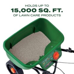 Scotts Turf Builder EdgeGuard DLX Push Broadcast Spreader Holds up to 15,000 sq.ft. for Seed, Fertilizer, Salt, Ice Melt 76232-4