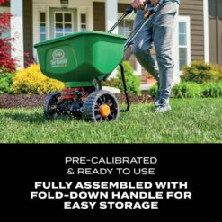 Scotts Turf Builder EdgeGuard DLX Push Broadcast Spreader Holds up to 15,000 sq.ft. for Seed, Fertilizer, Salt, Ice Melt 76232-4