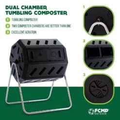 FCMP Outdoor Tumbling Composter with Two Chambers for Efficient Batch Composting IM 4000