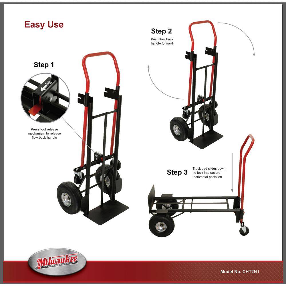 Milwaukee 800 lbs. Capacity 2-in-1 Convertible Hand Truck CHT2N1