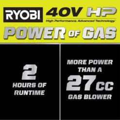 RYOBI 40V HP Brushless 190 MPH 730 CFM Cordless Battery Jet Fan Leaf Blower (Tool Only) RY404010BTL